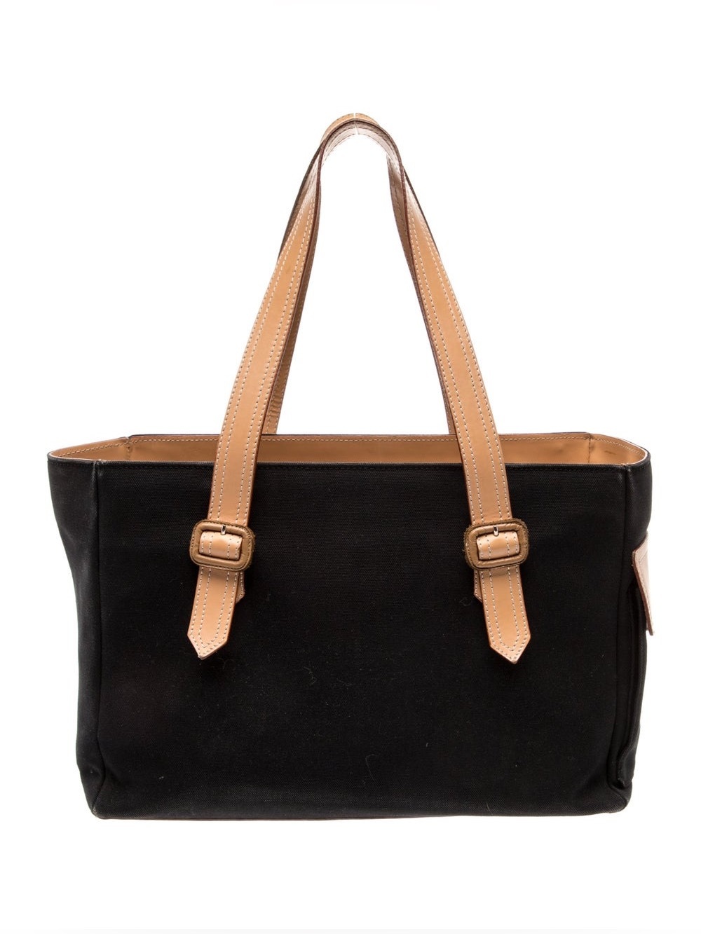 Burberry Vintage Canvas Tote Bag with Tan Leather Handles medium